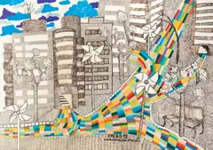 Marga Udrescu, Modernizarea oraşului, 2015, marker on paper