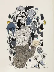 Mimi Ciora, Riding Into the Sunset, 2015, acrylic and ink on paper