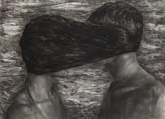 Ada Muntean, Otherness, charcoal and acrylic paste on paper