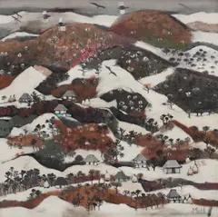 Iarnă peste dealuri by Viorel Mărginean, ulei pe pânză, sold Dec 2015
