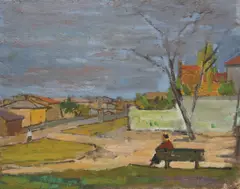 Citadină by Henri Catargi, 1956, ulei pe pânză lipită pe carton, sold Dec 2015