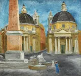 Nicolae Stoica, Piazza del Popolo, Roma, ulei pe pânză