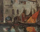 Iole la Veneţia by Gheorghe Petrașcu, 1924, ulei pe pânză, sold Dec 2015