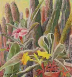 Teodor Rusu, Grădină de cactuşi, 1997, ulei pe pânză