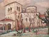 Zi de toamnă la Iaşi (Biserica Sfântul Sava) by Camil Ressu, 1917, ulei pe carton, sold Dec 2015