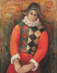 George Ștefănescu, Arlechin, 1981, ulei pe pânză