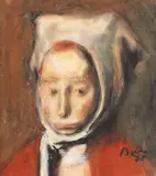Corneliu Baba, Boneta albă, 1975, guaşă, cerapastel şi cărbune pe hârtie