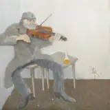 Lăutar by Constantin Piliuță, 1995, ulei pe pânză lipită pe PFL, sold Nov 2015