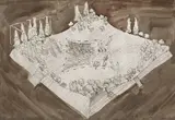 Doru Tulcan, Proiect pentru spaţiu de joacă (varianta IV), 1983, laviu şi peniţă pe hârtie