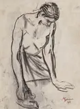 Corneliu Baba, Călcătoreasă, 1970, cărbune pe hârtie