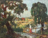 Leon Viorescu, Pod peste râu, 1924, ulei pe carton