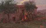 Friedrich Miess, Conac de la marginea Sibiului, ulei pe lemn