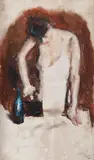 Corneliu Baba, Călcătoreasă, 1982, guaşă şi ceracolor pe hârtie lipită pe carton