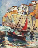 Iole la Hydra by Rudolf Schweitzer–Cumpăna, 1929, ulei pe carton, offered Oct 2015