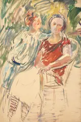 Surorile by Samuel Mützner, guaşă pe hârtie, sold Oct 2015