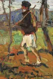 În pribegie by Rudolf Schweitzer–Cumpăna, 1925-1930, ulei pe carton, offered Oct 2015