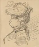 Nicolae Grigorescu, Doamna cu pălărie, creion pe hârtie