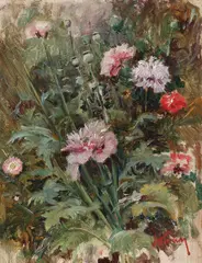 Garofițe by Theodor Aman, ulei pe lemn, offered Oct 2015
