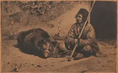 Ursar by Theodor Aman, 1881, gravură cu acul şi acvaforte, sold Sep 2015