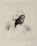 Frumoasa ţărancă by Theodor Aman, 1876, acvaforte, sold Sep 2015
