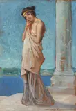 Calliope, muza poeziei by Nicolae Vermont, 1928, ulei pe carton, sold Sep 2015