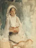 Chivuță by Nicolae Vermont, 1919, acuarelă și creion pe hârtie, sold Sep 2015