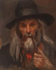 Fumătorul de pipă by Nicolae Vermont, 1925, ulei pe carton, sold Sep 2015