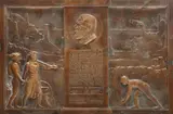 Frederic Storck, Plachetă dedicată lui Mauriciu Blank, președintele băncii Marmorosch Blank, cu ocazia împlinirii vârstei de 75 de ani, 1923, bronz
