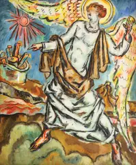 Arhanghelul Gabriel by Corneliu Michăilescu, tempera pe sticlă, offered Jun 2014