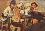 Rudolf Schweitzer–Cumpăna, Familie la masă, 1939, ulei pe carton