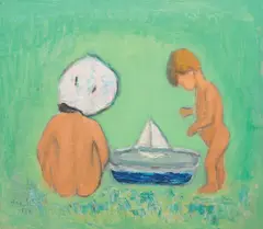 At the seaside by Ana Asvadurova Ciucurencu, oil on cardboard, offered Nov 2013