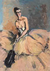 Pregătiri de bal by Margareta (Margo) Vermont, ulei pe carton, sold Feb 2013