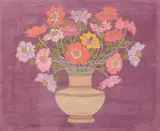 Vasile Celmare, Natură statică cu anemone, tempera cu emulsie pe pânză