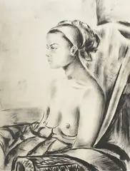 Odaliscă by Constantin C. (Ali-Baba) Constantinescu, cărbune şi tuş pe hârtie, sold Nov 2011