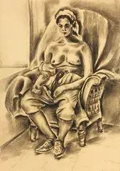 Constantin C. (Ali-Baba) Constantinescu, Odaliscă, cărbune pe hârtie