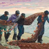 Boris Ninemäe, Kalurid võrkudega, 1960 - 1970ndad, Õli, lõuend