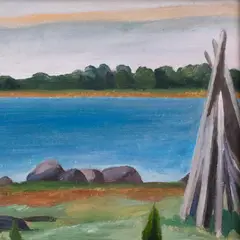 Olav Maran, Motiiv läänerannikult, 1963, Õli, papp