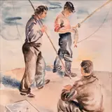 Henn Sarap, Kalapüük, 1941, Akvarell
