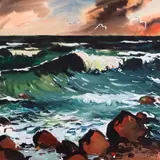 Richard Uutmaa, Meri, 1971, Akvarell, guašš, paber