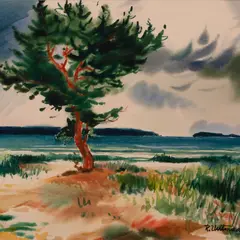 Richard Uutmaa, Rannamänd, 1973, Akvarell