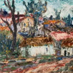 Jaan Grünberg, Väikelinna vaade, 1938, Monotüüpia