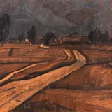 Uno Roosvalt, Maastik, 1961, Süsi, pastell, paber