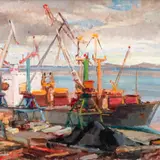 Viktor Leškin, Kuum päike, 1981, Õli, lõuend