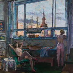 Valerian Loik, Ateljees, 1984, Õli, lõuend