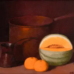 Olav Maran, Vaikelu meloni ja mandariinidega, 2011, Õli, papp