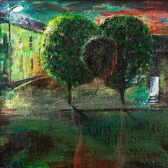 Öö Karlovas by Mati Uprus, 2024, Akrüül, lõuend, sold Nov 2025
