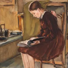 Lydia Mei, Tütarlaps lugemas, 1958, Akvarell