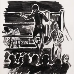 Poksimatš by Richard Kaljo, 1963, Tušš, paber, sold Nov 2025