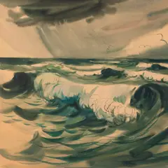 Richard Uutmaa, Tormine meri, 1967, Akvarell