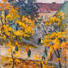Agu Pihelga, Sügis (Vaade Jaani kirikule), 1967, Õli, lõuend